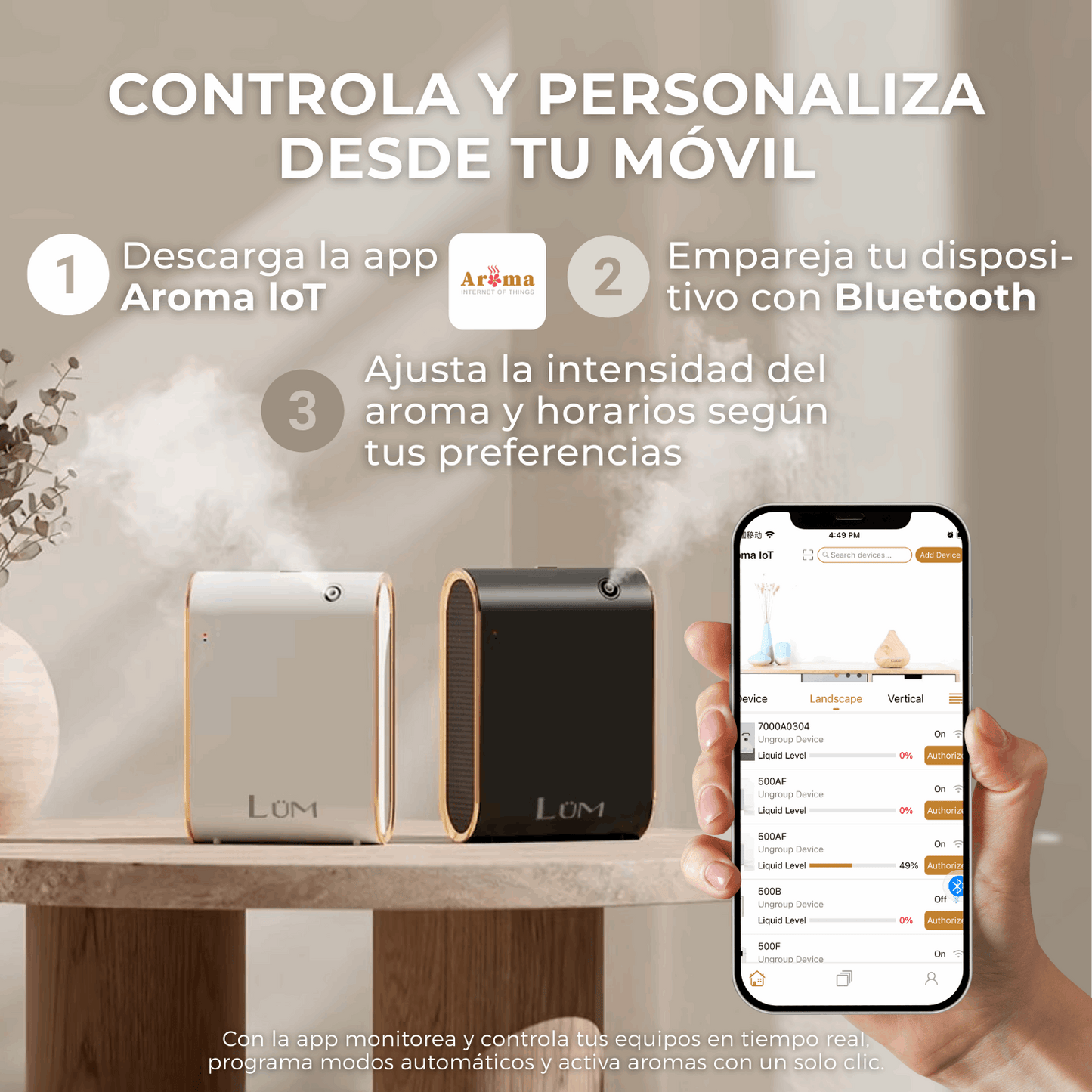 Difusor de Aroma Deluxe | 130 m² | Bluetooth | White