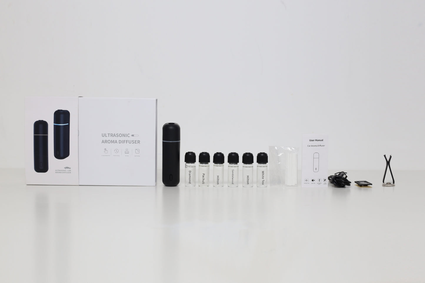 Difusor Car Clip + Kit de 6 Aromas (Black)