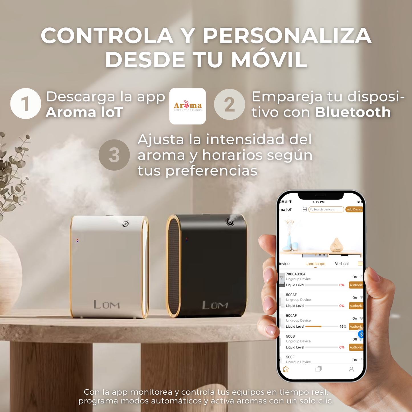 Difusor Deluxe 350m3 - 150m2 BT + Aroma Gratis (White)