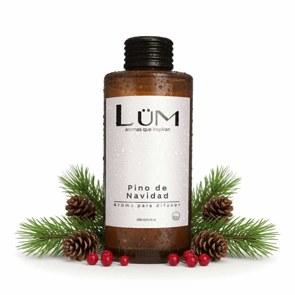 Difusor de aroma Pino de Navidad Lüm con ramas de pino y piñas naturales