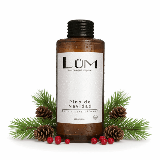 Difusor de aroma Pino de Navidad Lüm con ramas de pino y piñas naturales