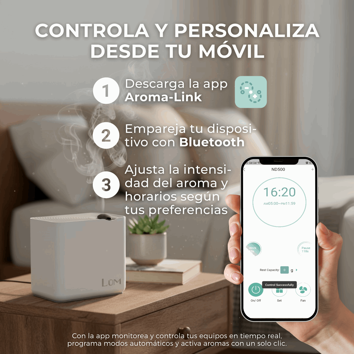 Difusor Pulse 2,000m3 - 800m2 BT- WiFi + Aroma Gratis (White)
