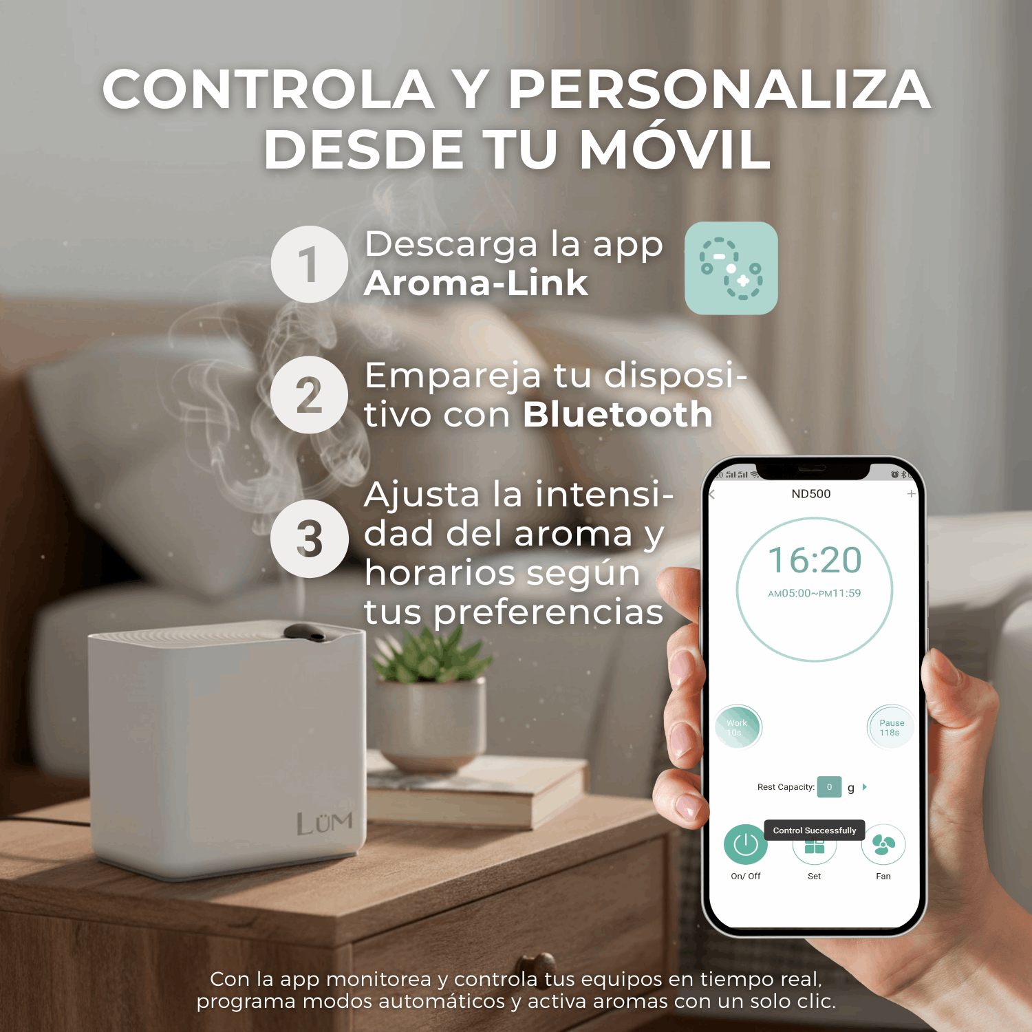 Difusor Pulse 2,000m3 - 800m2 BT- WiFi + Aroma Gratis (White)