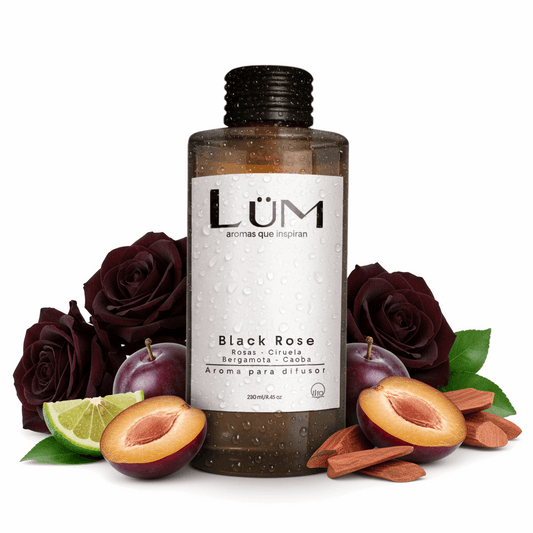 Difusor de aroma Rosa Negra Lüm con rosas negras, ciruela, bergamota y caoba