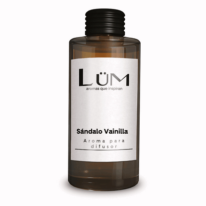 Botella de aroma Sándalo Vainilla para difusor Lüm en envase ámbar
