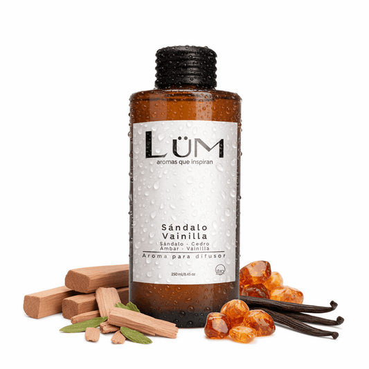 Difusor de aroma Sándalo Vainilla Lüm con sándalo, cedro, ámbar y vainilla
