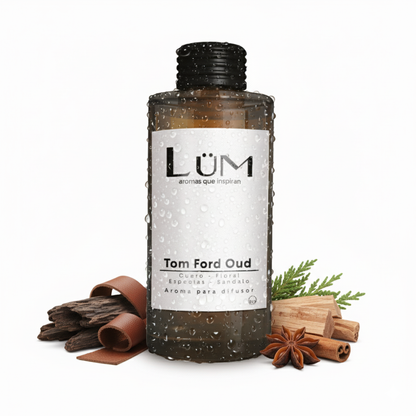 Aroma Tom Ford con fondo de vainilla e incienso, estela profunda y persistente