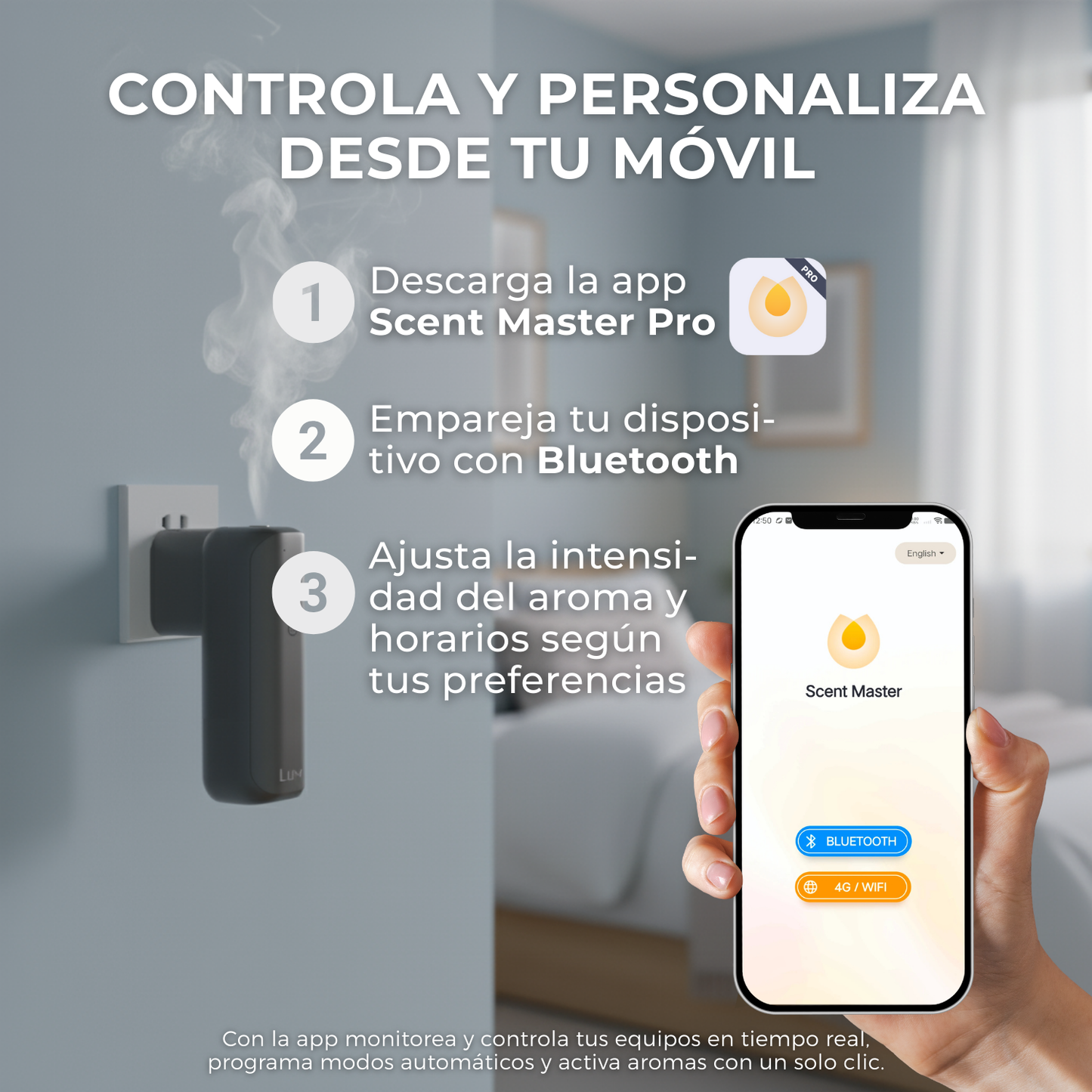 Difusor Wall 180m3 BT + Aroma Gratis (Black)