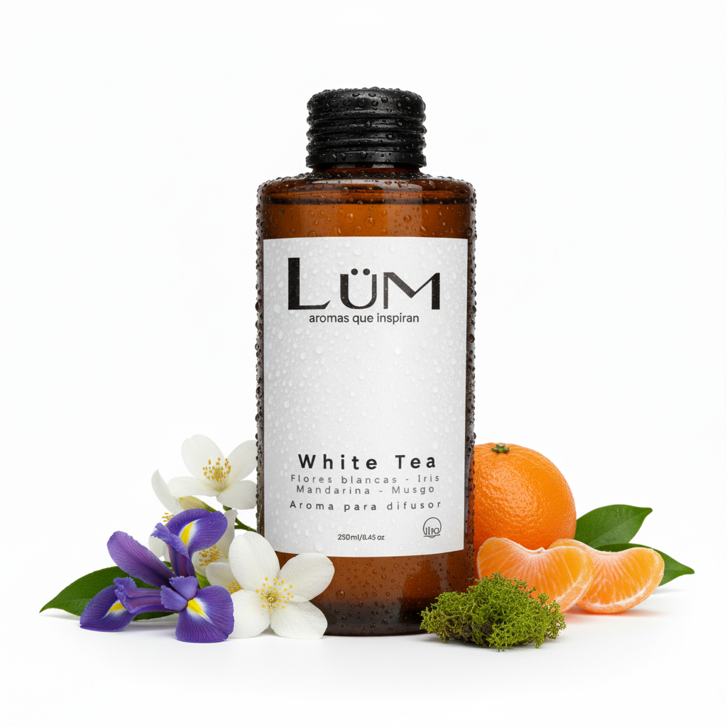 Aroma para difusor White Tea con té blanco, flores blancas y mandarina